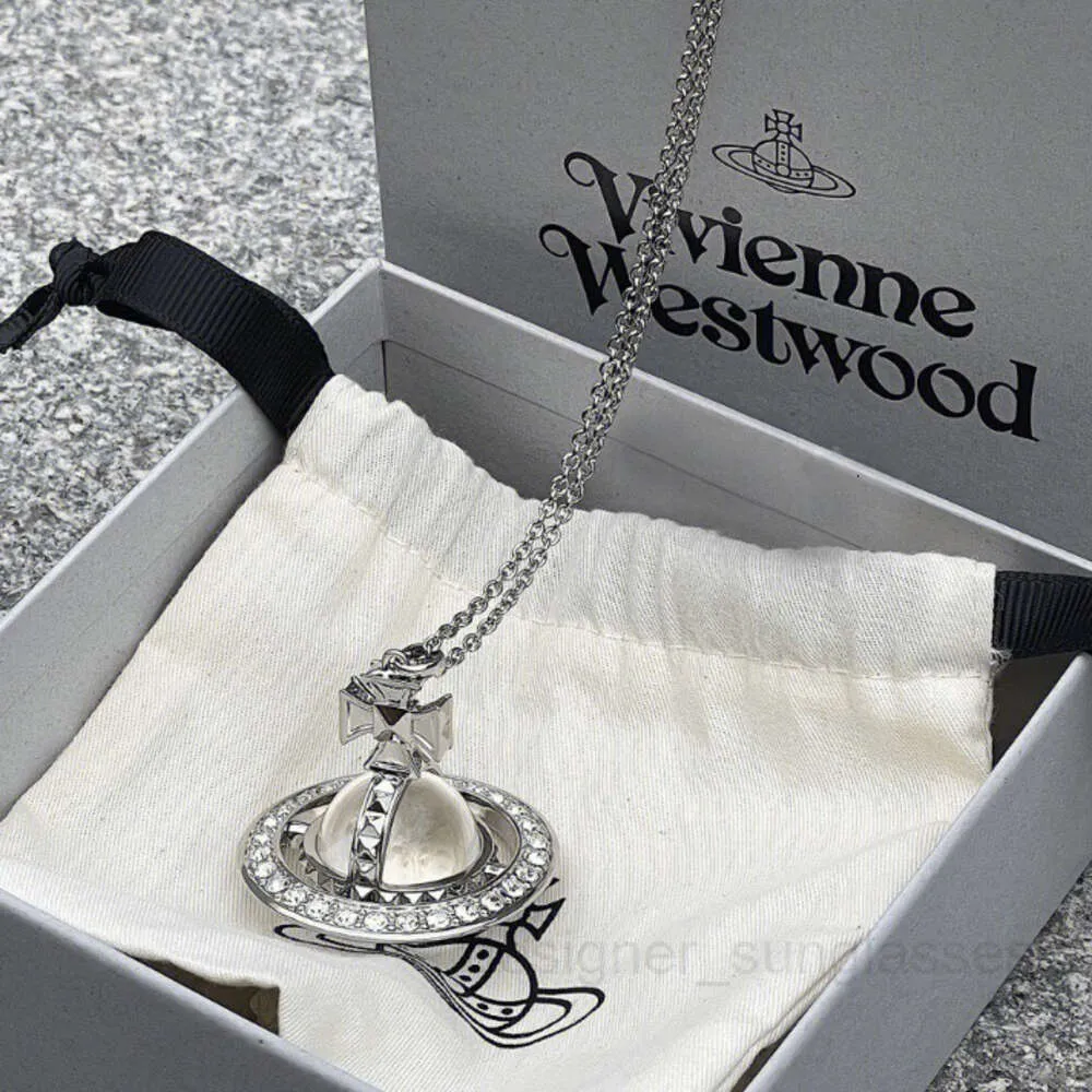 Planet Necklace Designer Necklace for Woman Vivienen Luxury Jewelry Viviane Westwood High Version the Same Full Diamond Star Ring Transparent Saturn Necklace for w