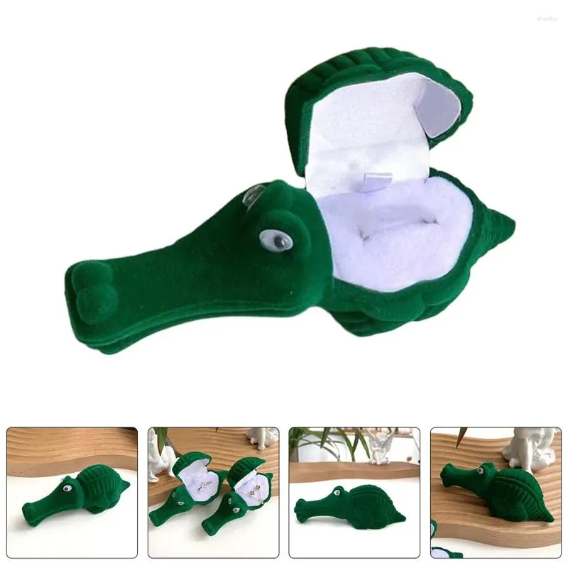 Jewelry Pouches Crocodile Box Boxes Rings Holder Alligator Cute Storage Organizer Plastic Embryo Case