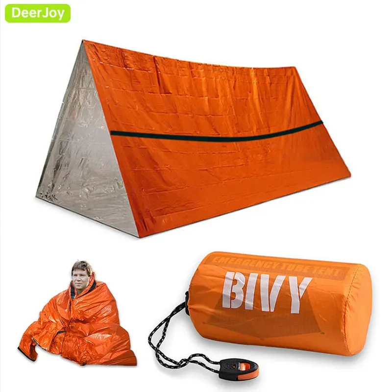 Emergency Tent Shelter Survival 2 Person Resistant Ultra Lightweight Life Water and Windproof Tube Camping Hiking 240220