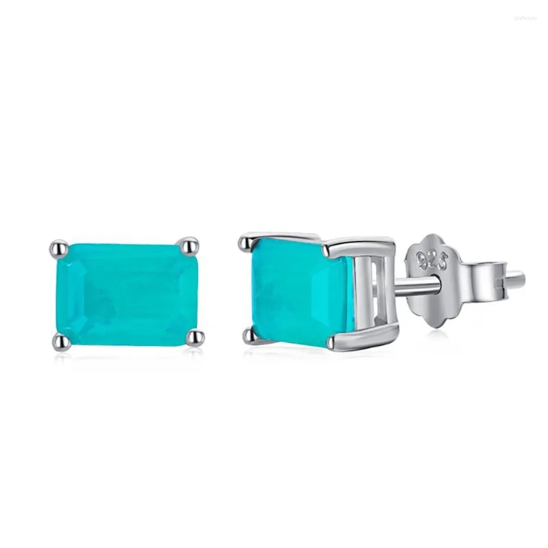 Stud Küpe WPB S925 STERLING Gümüş Kadınlar Retro Emerald Kadın 7 5mm Zirkon Lüks Takı Kızının Hediye Tatil Partisi