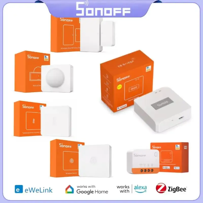Contrôle SONOFF Zigbee 3.0 Bridge Pro/TH capteur/interrupteur sans fil/capteur de porte/capteur de mouvement/ZBMINI/ZBMINIL2 fonctionne avec Ewelink Alexa