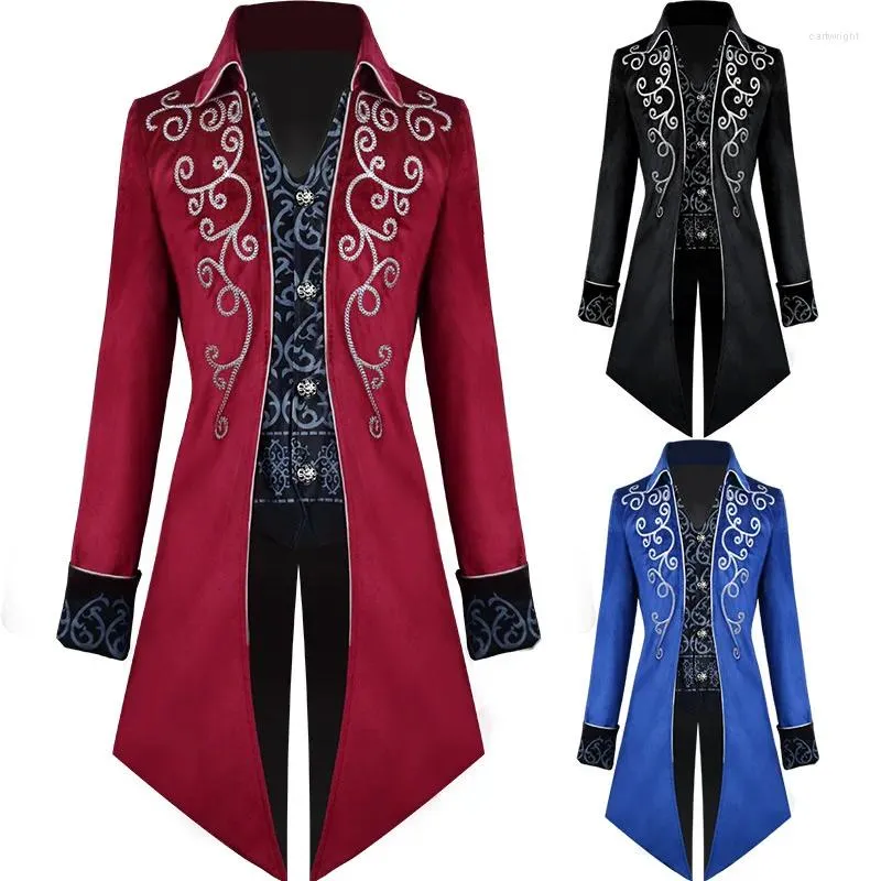Men's Trench Coats Medieval Jacket Victorian Clothing Steampunk Tailcoat Man Coat Punk Overcoat Gothic Jackets For Men Windbreaker