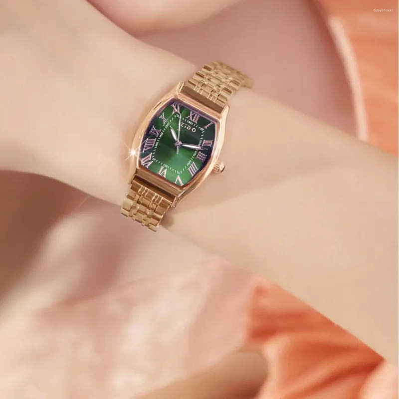 Наручные часы UTHAI, женские часы, брендовые легкие, роскошные, водонепроницаемые из нержавеющей стали, в форме бочки для вина, женские модные кварцевые часы, подарок