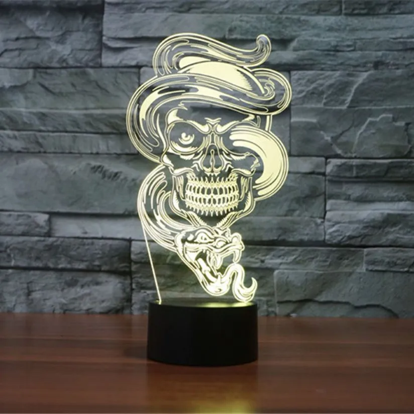 3D Optische Illusie Grappige Ghost Kleurrijke Gradiënten Touch Acryl Nachtlampje Thanksgiving Halloween Kerstcadeau 3d lamp272b