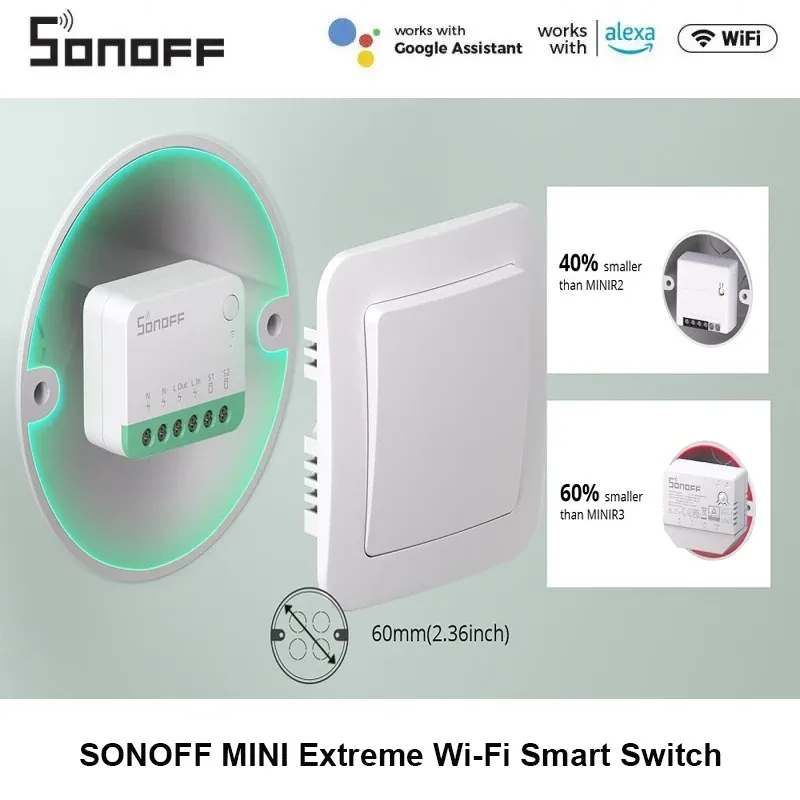 Controllo SONOFF MINIR4M Importa MINIR4 Wifi Smart Switch Mini modulo domotico Connessione locale per Alexa Google Home SmartThings