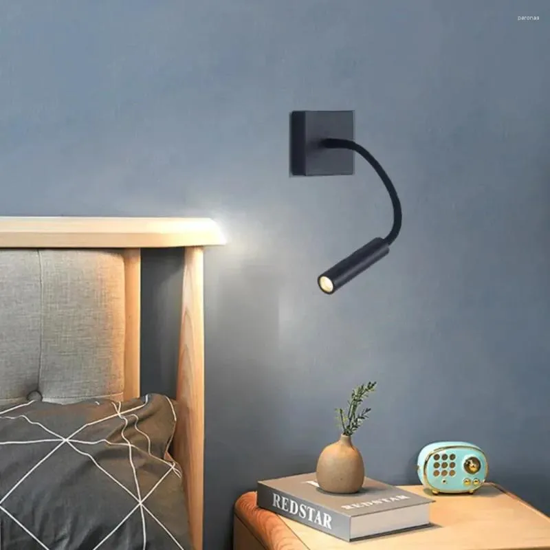 Lâmpada de parede Nordic Minimalista LED Luz de cabeceira Ajustável Mangueira El Bed Corredor Cabeceira Leitura
