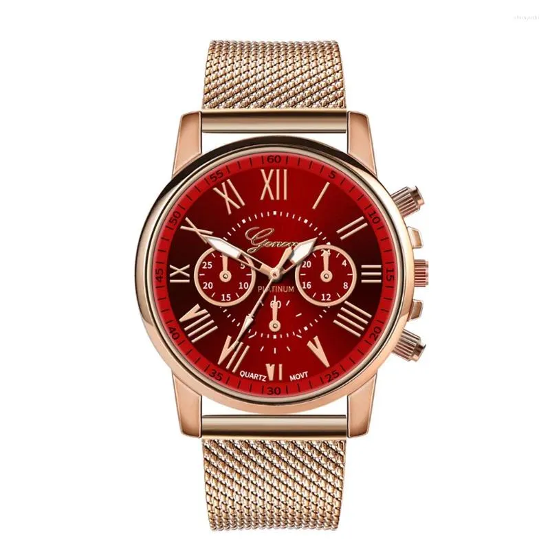 Wristwatches Business Women's Watches Fashion Geneva Brand Roman Numeral Simple Clock Kol Saati Montre Femme Relogio Feminino