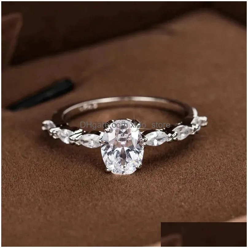 Clusterringen Vintage stijl peervormige verlovingsring Sier Promise Wedding Trend Fancy Cubic Zirconia Sieraden Verjaardagscadeau Drop De Dhgkm