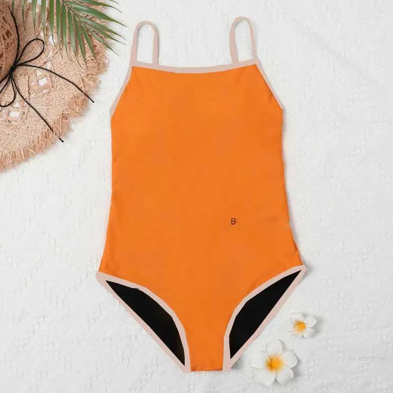Ontwerper oranje bikini dames bodysuit badpak geruite bedrukte sling dames badmode outdoor reizen rugloze badpakken designerULVY
