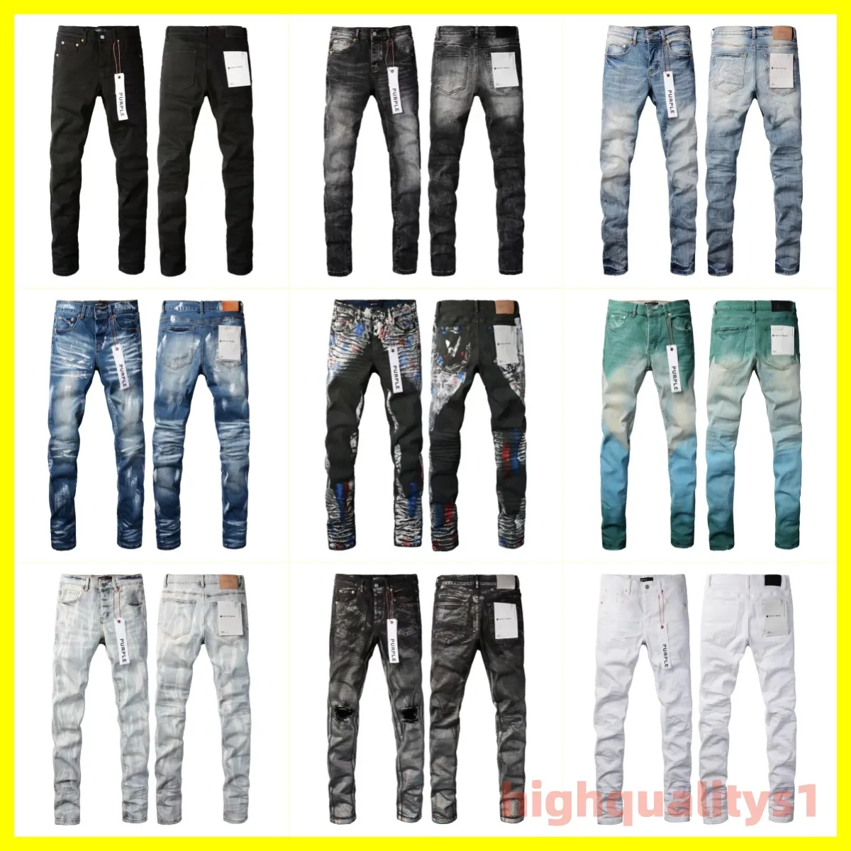 Hoge kwaliteit heren dames paarse jeans Designer jeans mode Distressed Ripped Bikers Dames denim cargo voor heren High Street Fashion Jeans Fabriek directe verkoop