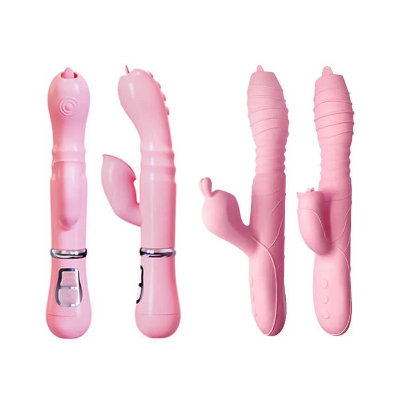 Tunga slickande kaninvibratormassage stick uppvärmd och utdragbar kvinnlig onani anordning vuxna sexuella leksaker 231129