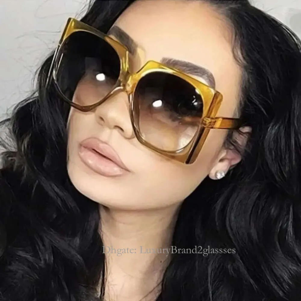 Lunettes de soleil carrées pour femmes, grandes lunettes de soleil de styliste rétro claires pour femmes, surdimensionnées, nuances noires, Oculos UV400, 2023