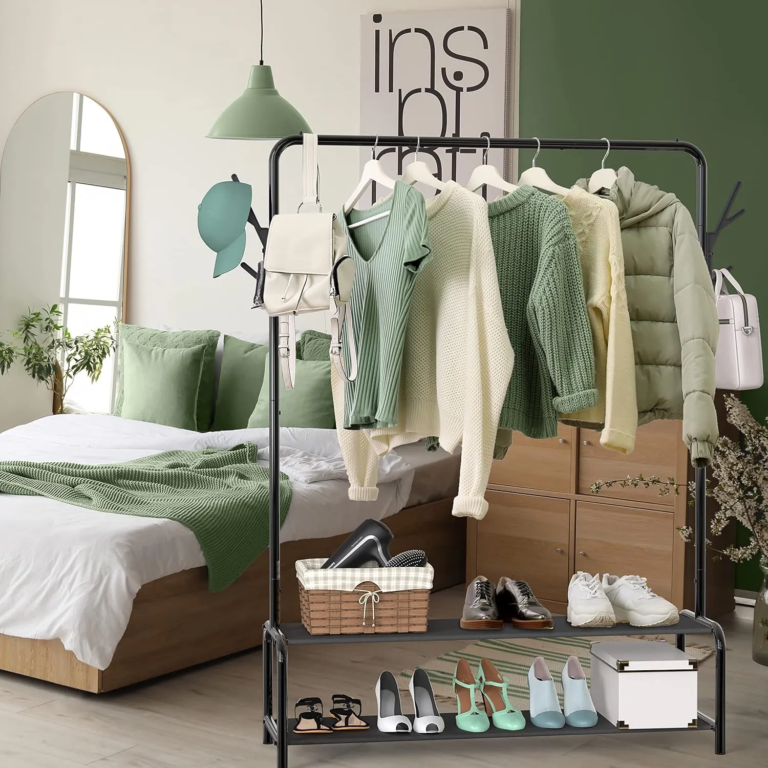 Simple Houseware Garment Rack With Storage Shelves And Coat/Hat Hanging  Hooks From 7,26 €