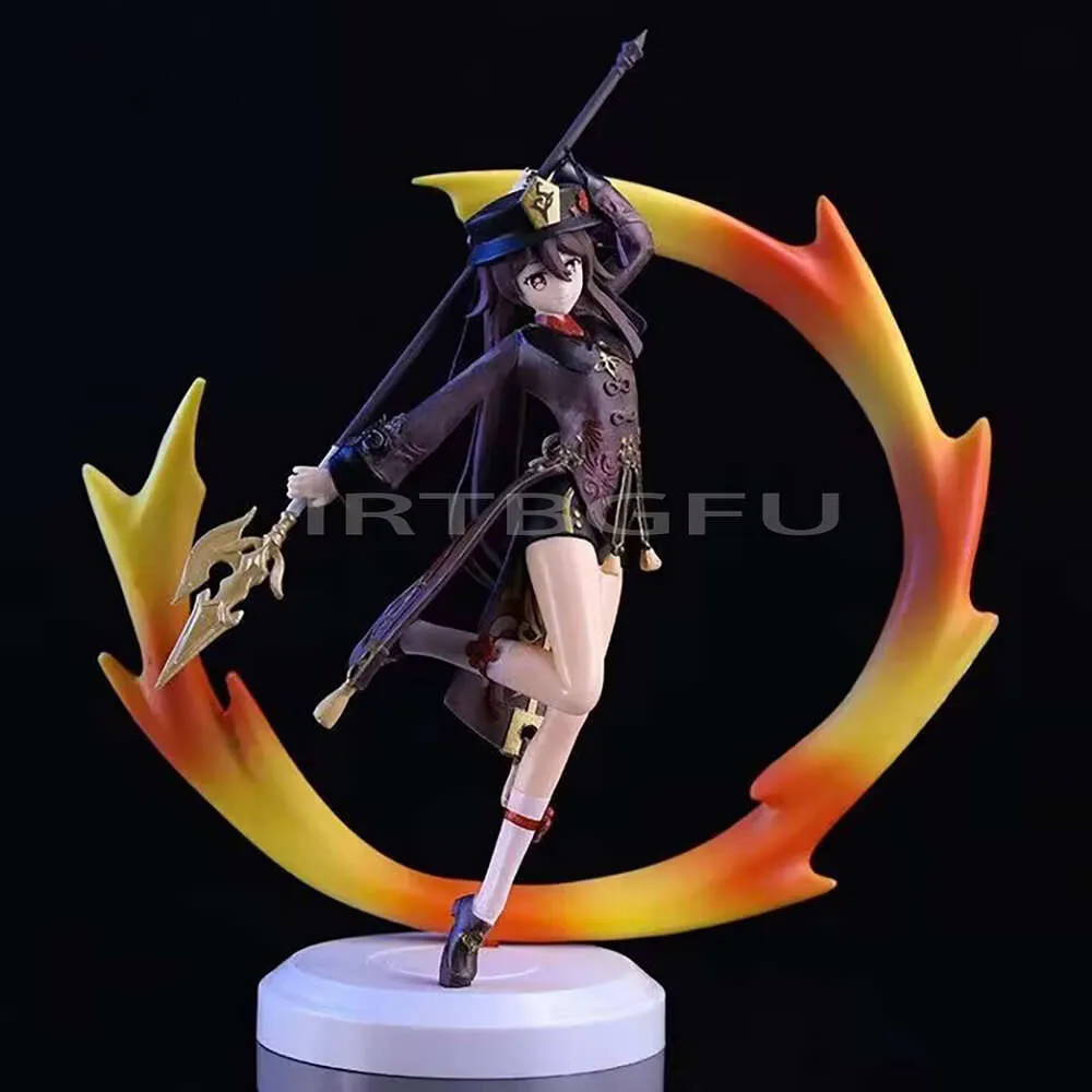 Anime Manga 24 cm Vlam Hu Tao Chinese Anime Meisje PVC Action Figure Speelgoed Genshin Impact Game Standbeeld Collectie Model pop