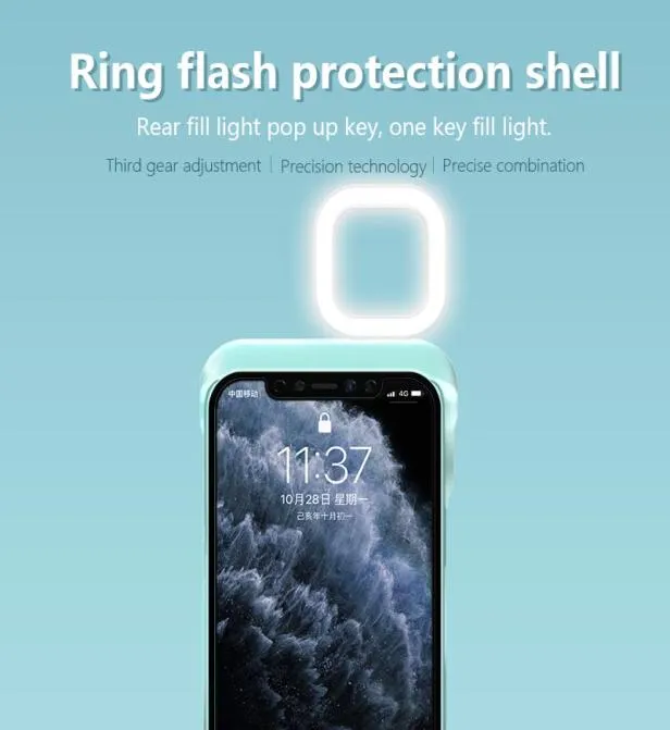 Anel flash casos de telefone para iphone 11 12 pro max xr xs luz preenchimento selfie beleza ringlight lanterna shell6728345
