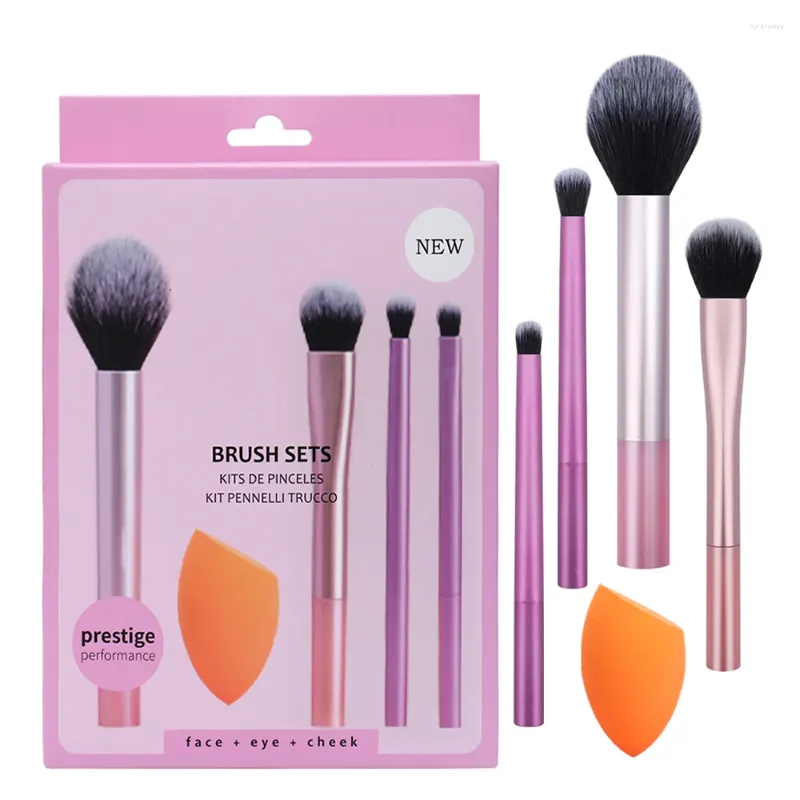 Mini ensemble de pinceaux de maquillage, 4 pièces, avec œufs de beauté, fond de teint, poudre, fard à joues, Eyeliner, correcteur, Kit d'outils cosmétiques