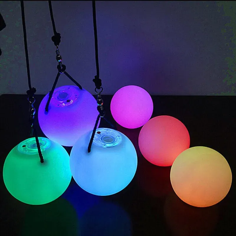 POI LED Luminous Throw Balls Diameter 8cm for Belly Dance Stage Performance Talent Show Hand Props Gradient Change Color ZA5949