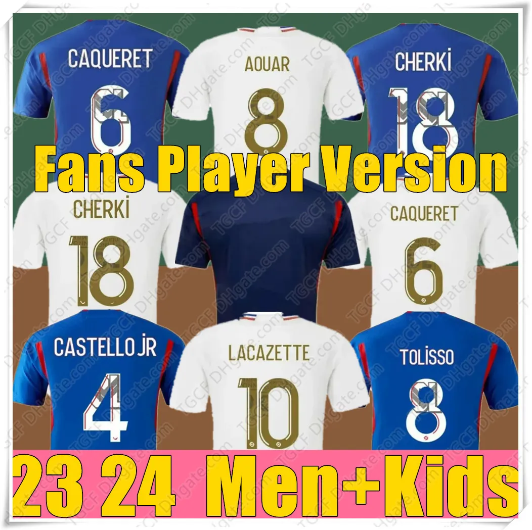 2023 2024 MAILLOT DE FEAT SOOCCER JERSEYS LYONNAIS CACERET TOLISSO JEFFINHO OL AOUAR TAGLIAFICO FANS PLAYER FOOLBLION SHIRTS 23 24 TRAORE SARR MAN LYON KIDS KITS