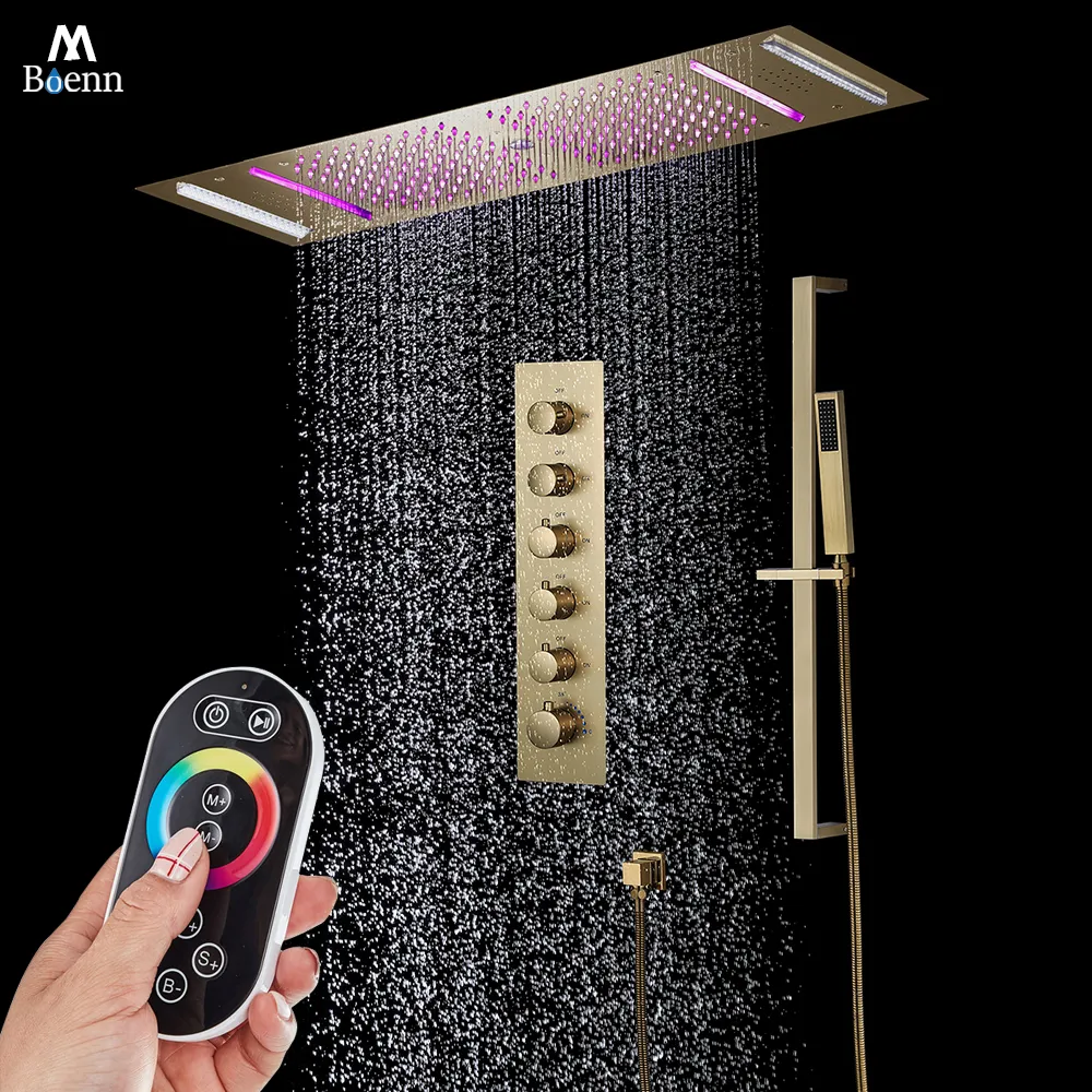 M Boenn 5 기능 욕실 용기 샤워 수도꼭지 다기능 샤워 세트 시스템 가정 온도 역학 믹서 목욕 액세서리