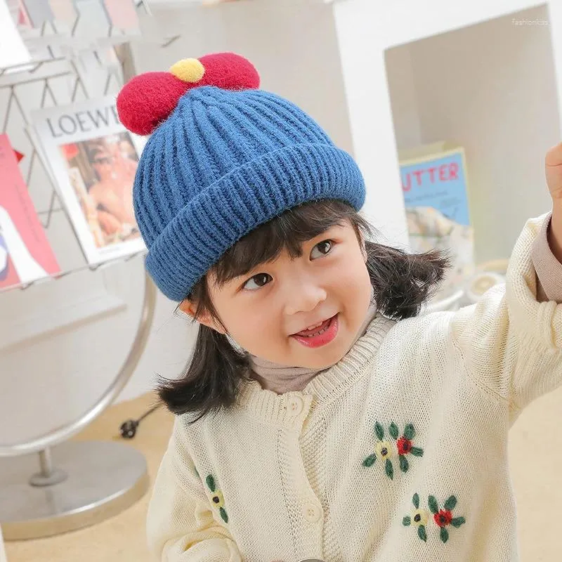 Berets Prinzessin Beanie Caps Nette Kawaii Kinder Bogen Winter Verdicken Warme Outdoor Wolle Stricken Hüte Bonnets Für Kinder Jungen mädchen Zubehör