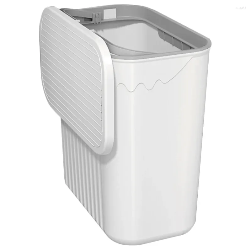 Laundry Bags Bathroom Waste Basket 12l Nail-free Installation Dual-purpose Wall-mounted Kitchen Toilet Lidded Sealed Trash Can Beige