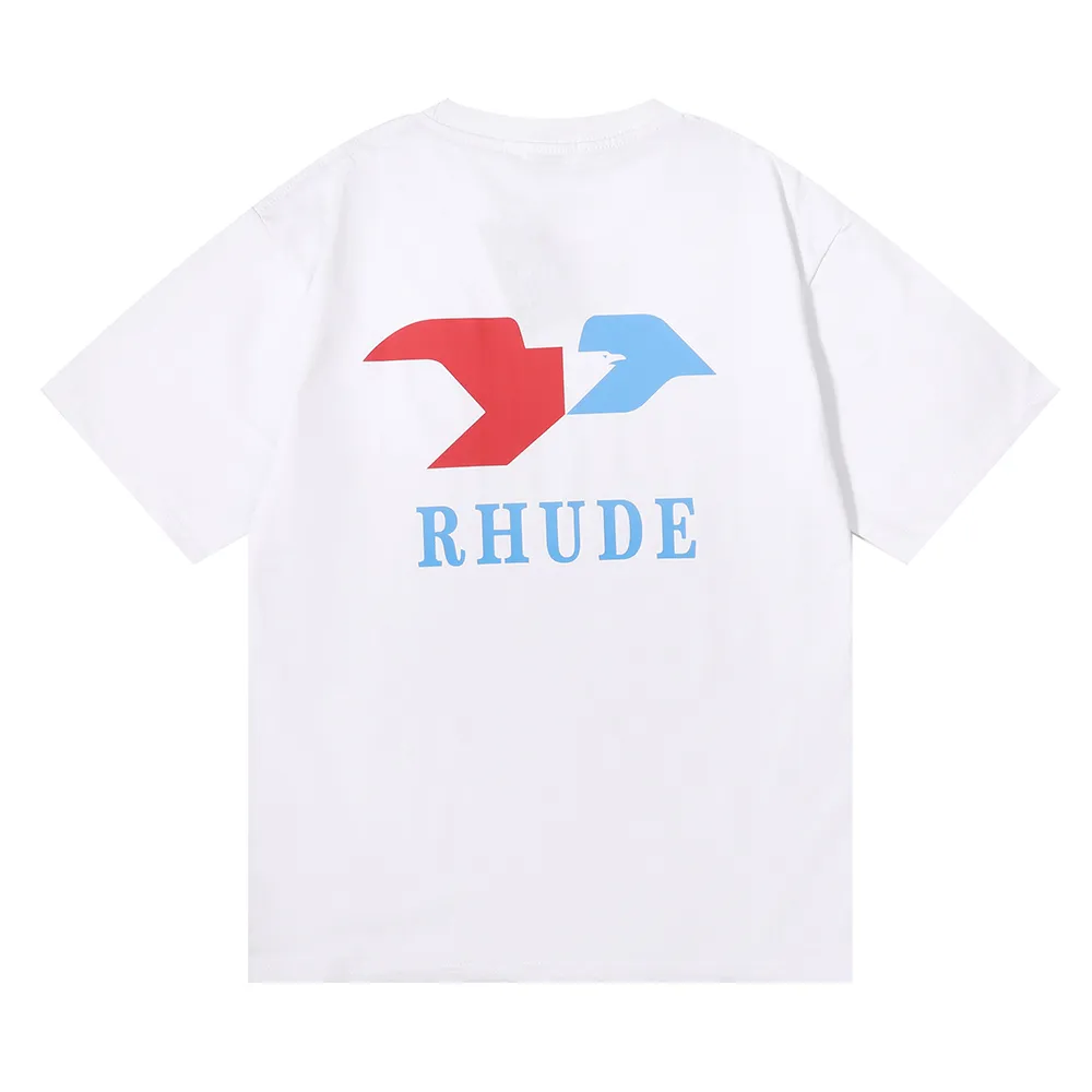 Mens Rhude T Shirt Designer Tees Graphic Solid Color Printing Leisure Semester Tess Casual Fashion Kort ärm Högkvalitet Kvinnor Runda hals Tshirts Size S-XL