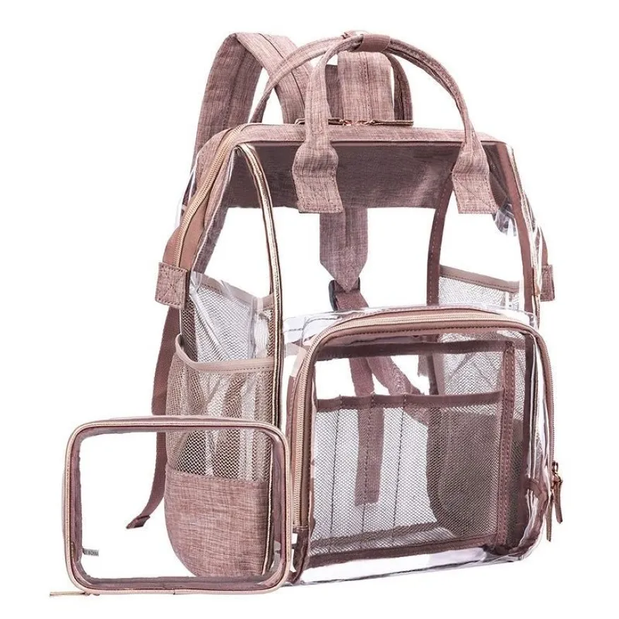 large capacity unisex backpack bag transparent bag backpack student clear travel women Transparent297A