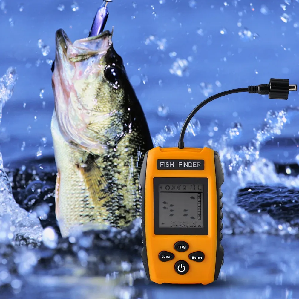 Bulucular 100m sualtı Yankı Sounder 45 Derece Balık Derinliği Bulucu IPX4 Ocean River Fishing için Su Geçirmez LCD Ekran