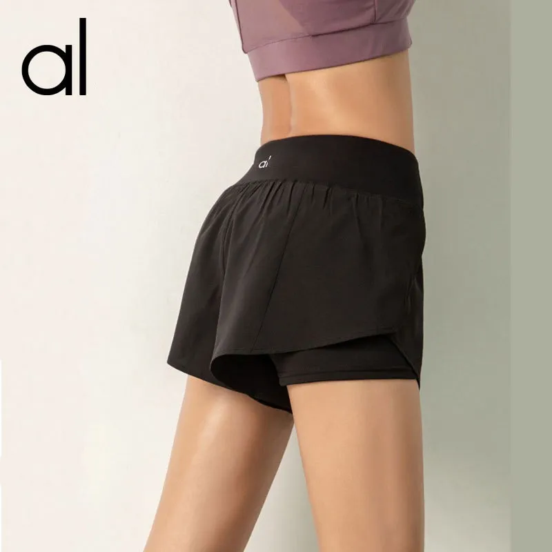 AL femmes sport Yoga Shorts tenues taille haute vêtements de sport respirant vêtements de Fitness pantalons courts filles en cours d'exécution élastique avec doublure intérieure