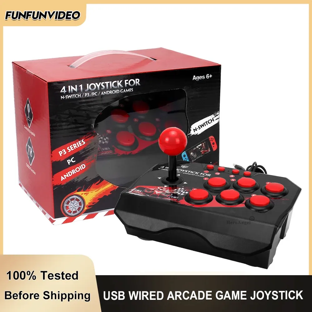 Joystick 4IN1 Retro Arcade Game Joystick Station USB Wired TURBO Fighting Rocker Controller per NS Switch/PS3/PC/Console di giochi Android