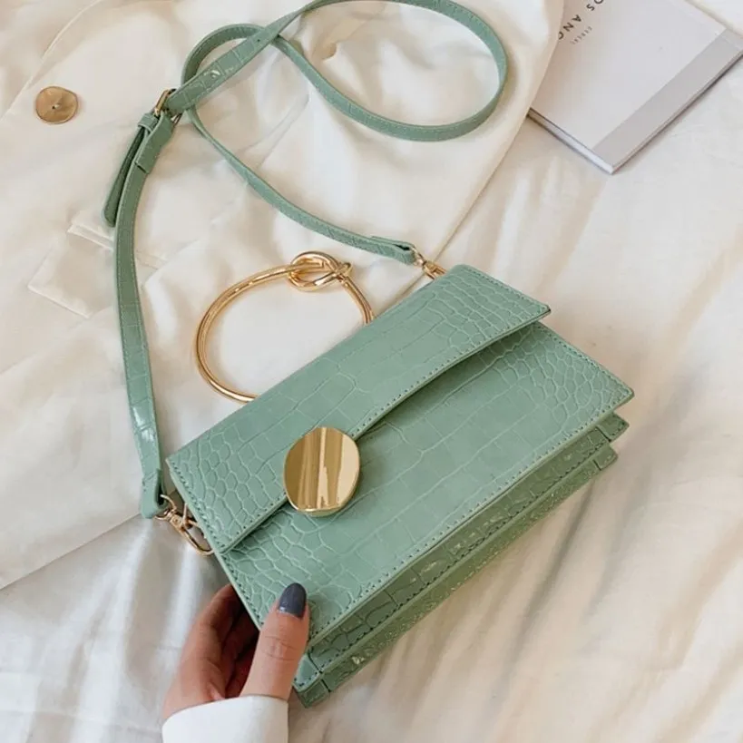 Matcha Green PU Leather Chain Design Crossbody Bags Women Small Chain Handbag Small Bag Hand Bag Ladies Evening Bags257D