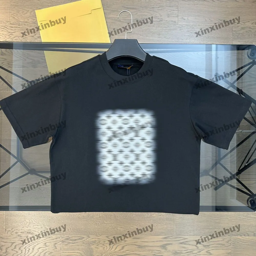 Xinxinbuy Men Designer Tee T Shirt 2024 Gradient Letter Printing 1854 Short Rękaw Bawełniane kobiety szare czarne białe khaki m-4xl