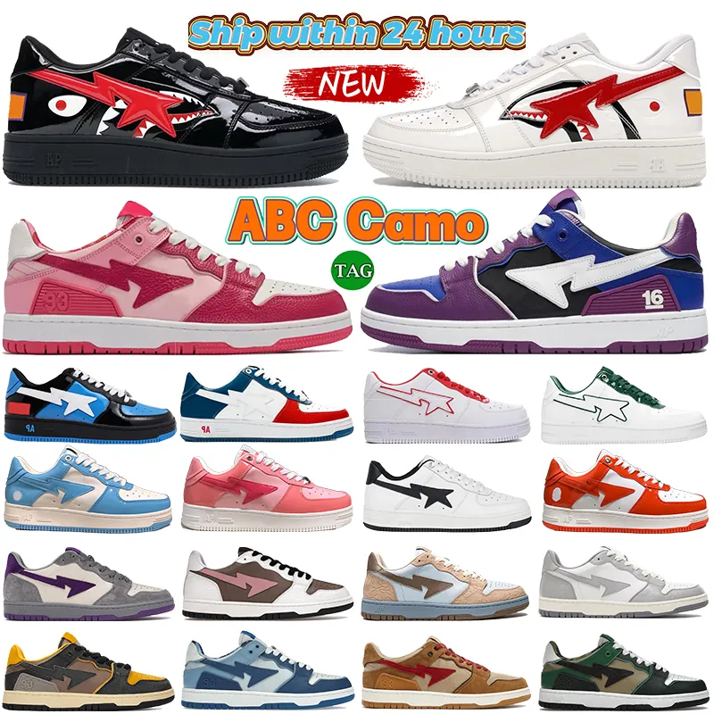 Banheira Macacos Homens SK8 Sapatos Casuais Nigo Tubarão Branco Prata 16º Aniversário ABC Camo Rosa Azul Verde Sapatilhas Designer Mulheres Luxo Couro Sta Low Trainers