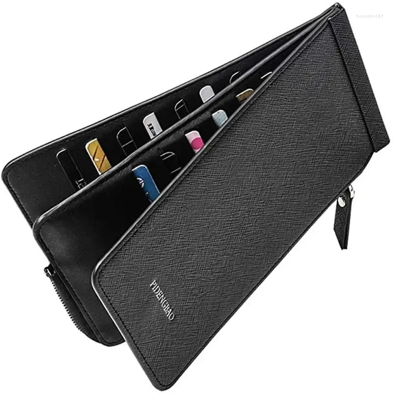 Storage Bags Multifunctional Long Wallet Genuine Leather Cow Zipper Money Clip Men's Simple Design Business Clutch Cellphone Bag