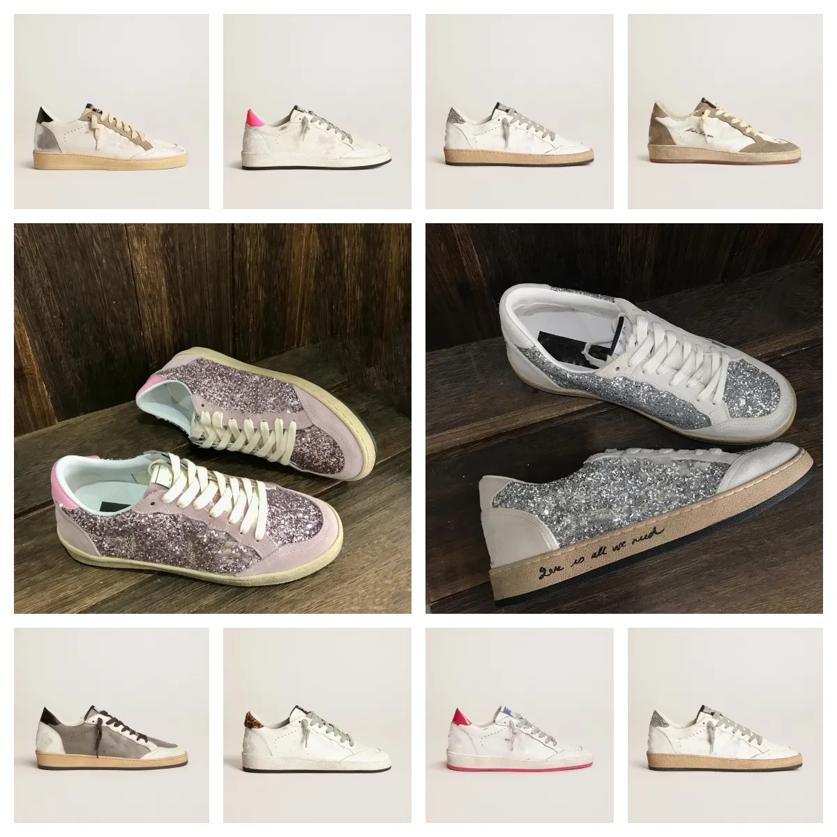 Golden Super Star Women Sneakers Metallic Casual Shoes Classic Do Old Diry Shoe Snake Skin Talon Suede crème Flat Man White Sole Cuir Plaid Femmes Glitter SSO