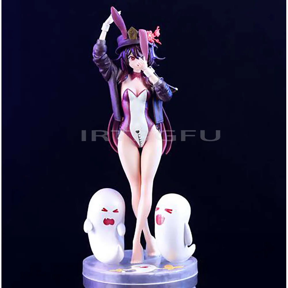 Anime Manga 24-27 Cm Hu Tao Bunny Beeldje Anime Meisje Pvc Action Figure Speelgoed Genshin Impact Game Standbeeld collectie Model Pop