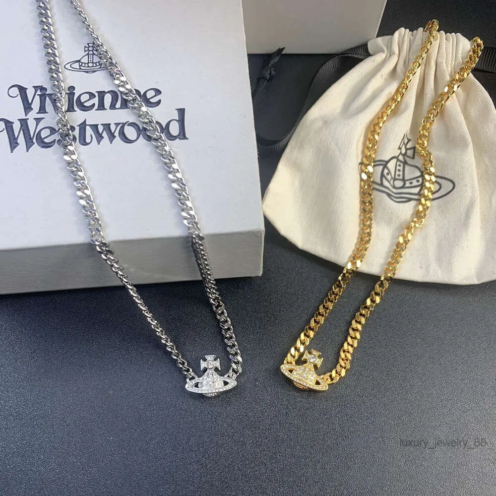 Collier satellite Collier de créateur pour femme Vivienenwestwood Bijoux de luxe Collier Viviane Westwood Boucle magnétique Saturn Chaîne cubaine Termes Nouveau Hip Hop Punk H