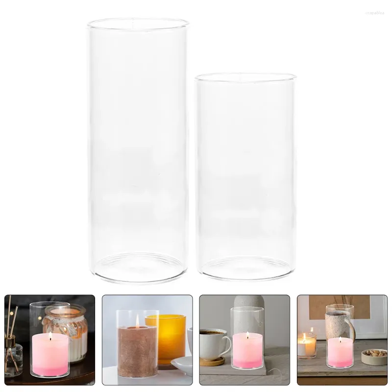 Candle Holders 2 Pcs Cup Holder Clear Glass Shades Candleholders Cover Transparent Home