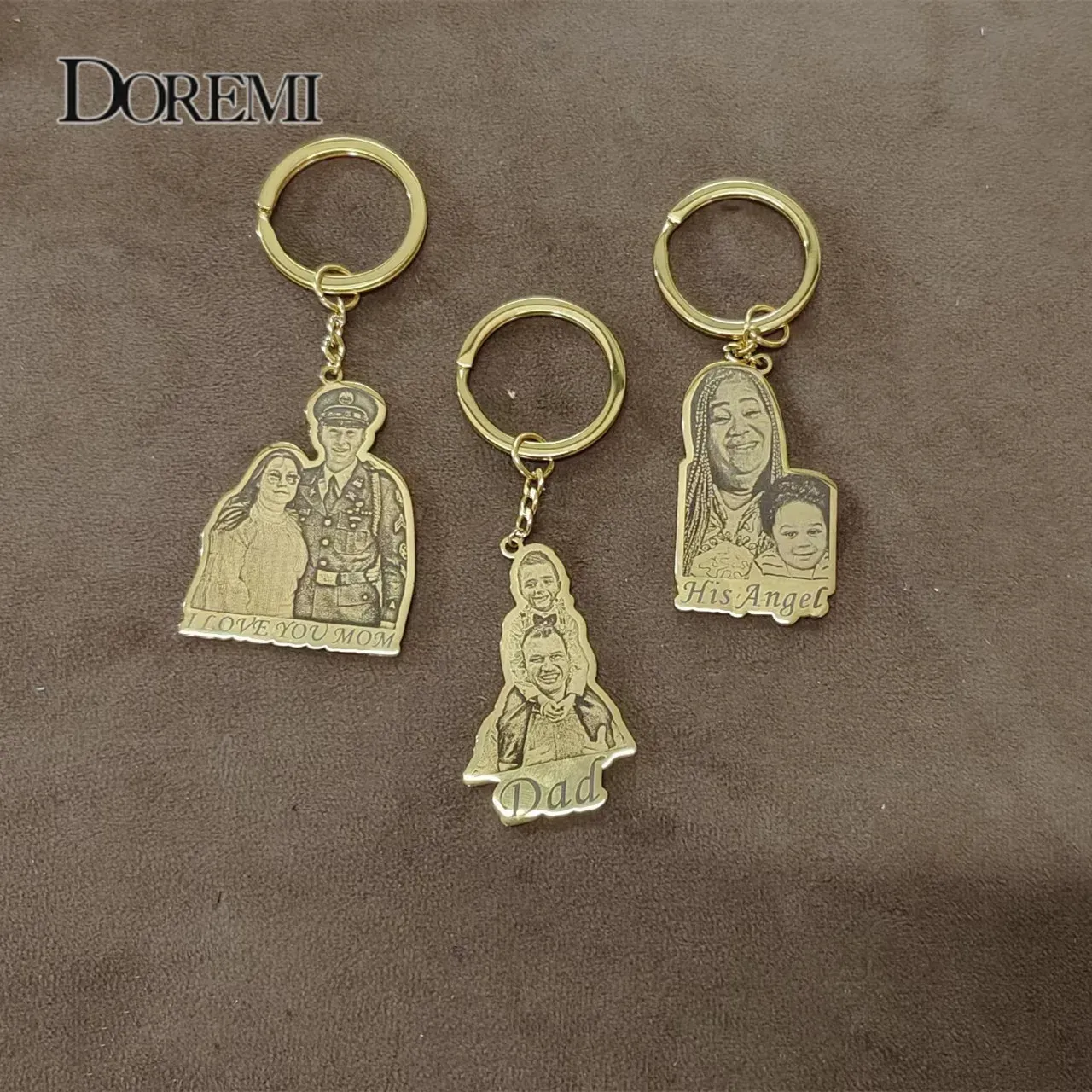 Chains DOREMI Stainless Customized Photo Keychain with Name Engraved Personal Picture Any Character/Cartoon Family Memory Custom Gifts