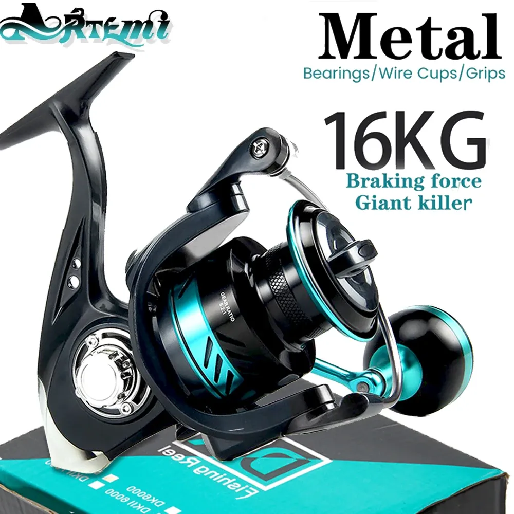 Reels Original Metal Spinning Reel 5.2: 1rpm Ratio DK800DK7000 LURE FISHE REEL POUR LA CARP BASS Fishater Fishing Carrete de Pesca