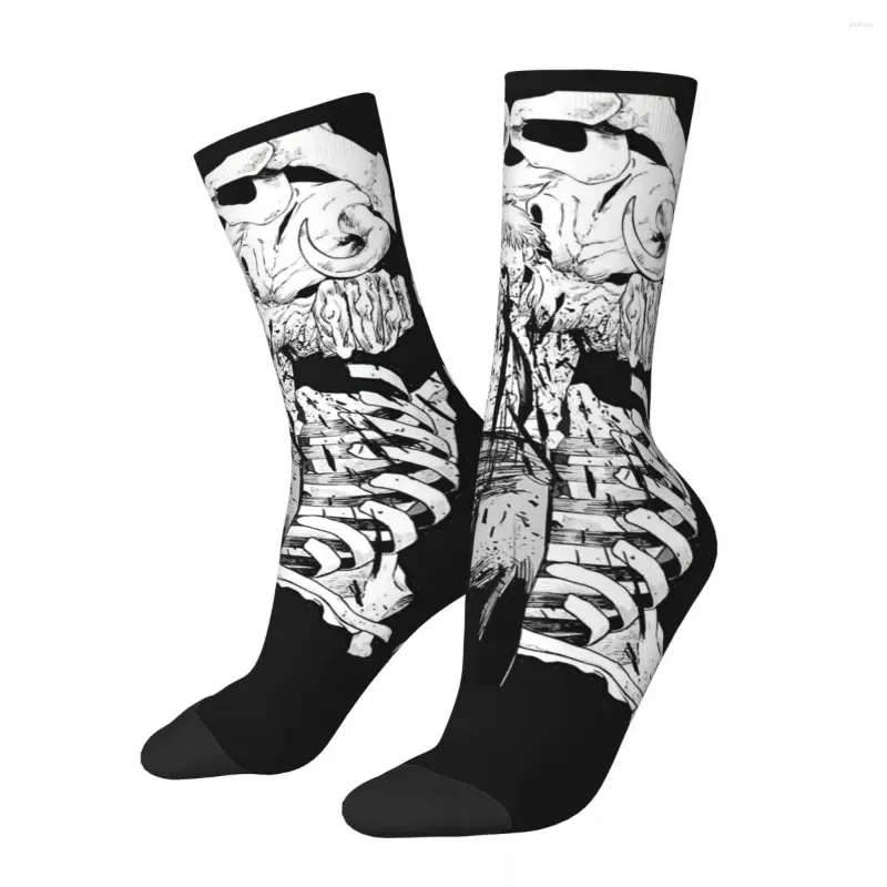 Chaussettes pour hommes Hip Hop rétro malédiction diable fou Compression unisexe tronçonneuse homme Pochita dessin animé Harajuku motif imprimé équipage chaussette