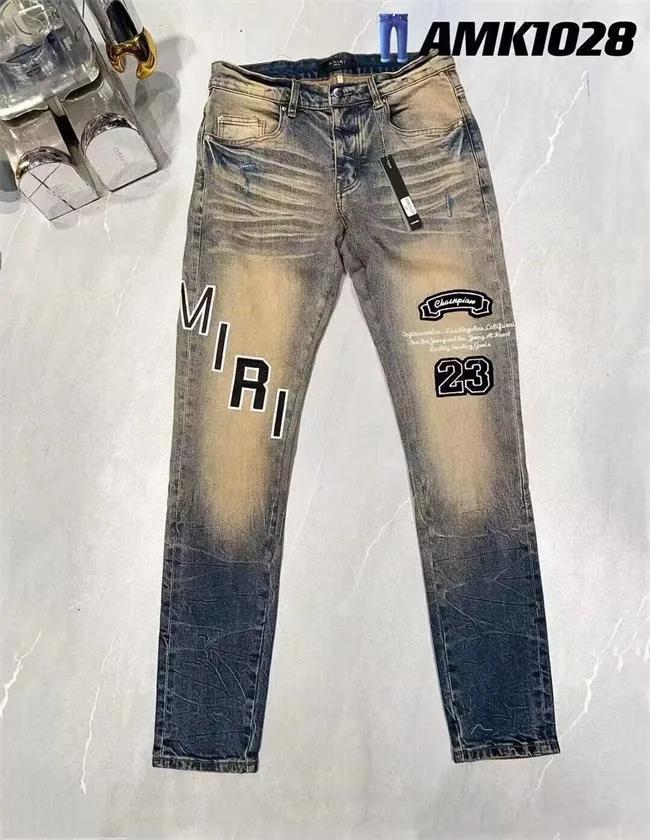 Spliced Flared Denim Trousers: Hip Hop Streetwear For Men Size 28 