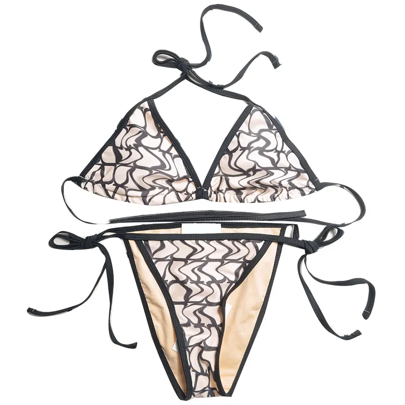 Designer Sexig bikini Uppsättning för kvinnor Bandage baddräkt Två stycken Crop Top badkläder thong baddräkt strandkläder