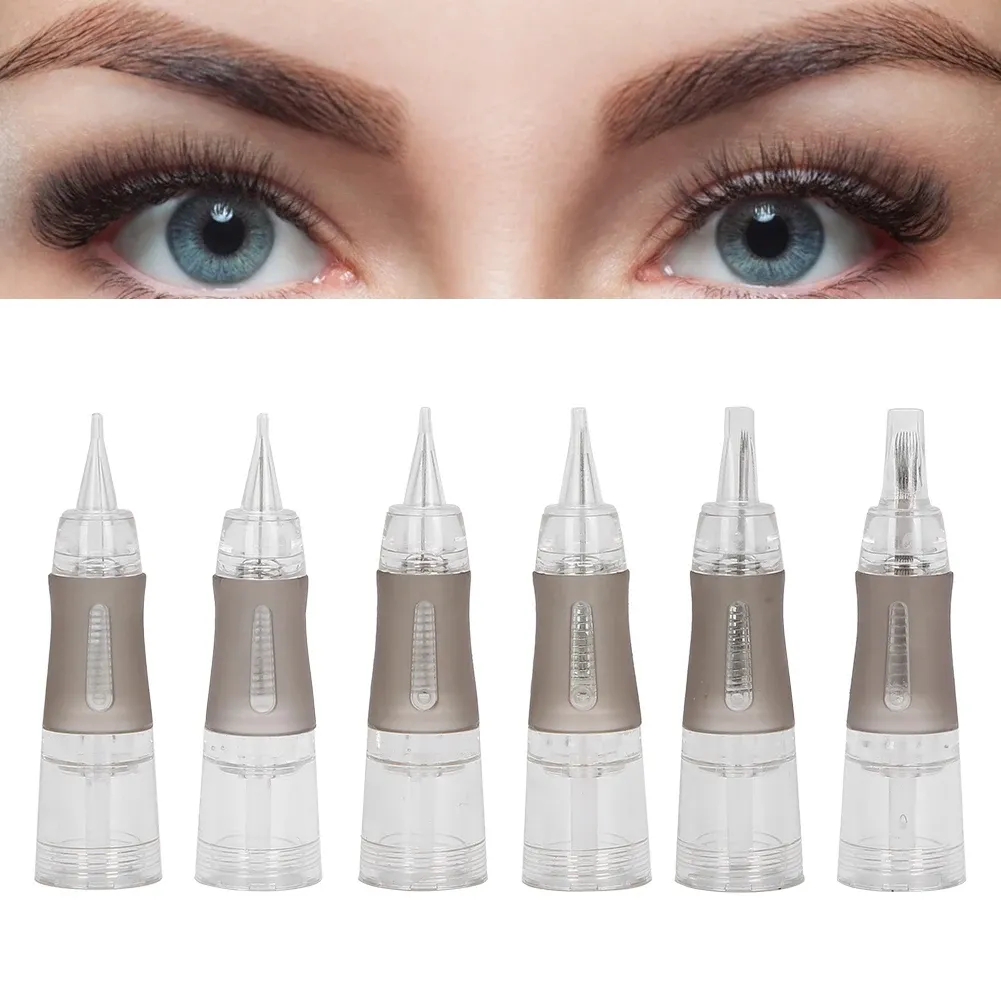 Nålar 10st multisize disponibla tatueringar nålar sterila mikroblåsande ögonbrynsläpptatueringar semipermanent makeup nålar leveranser