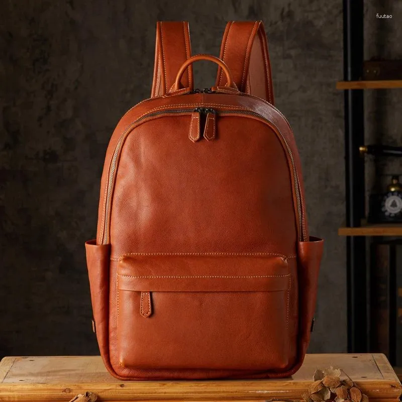 Rucksack Original handgemachte Rindsleder Retro Echtleder Rucksack große Kapazität Rucksack für Männer lässig Rindsleder Umhängetasche