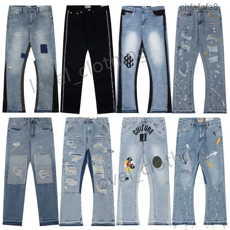 Designer Gallerie Jeans Depts Pantaloni da uomo Moda Hole Splash Ink Graffiti Stampa Panno lavato High Street Donna Casual Taglie forti M-xxl Y1LY