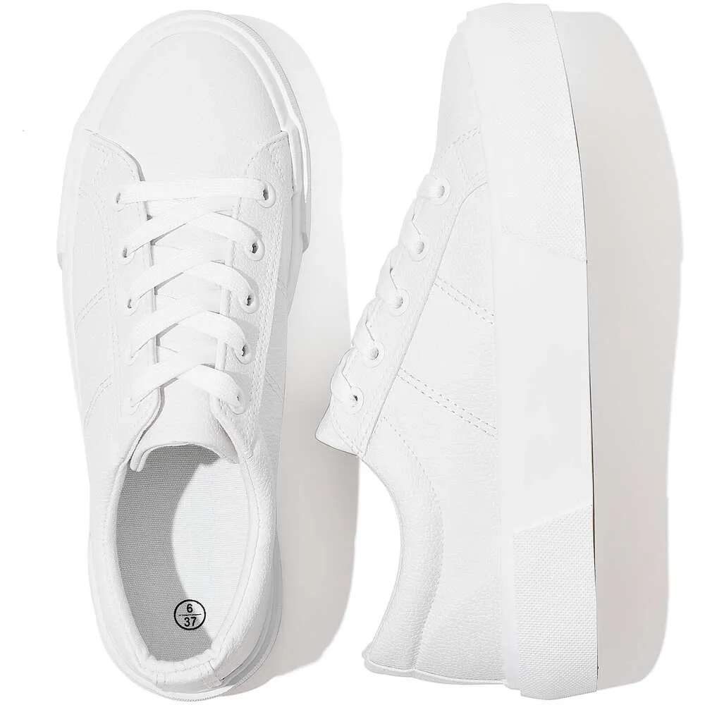 White Sports Pu damskie skórzane uoidru, swobodny koronkowy, tenis moda o niskim topu grube podeszwy butów 590 40487