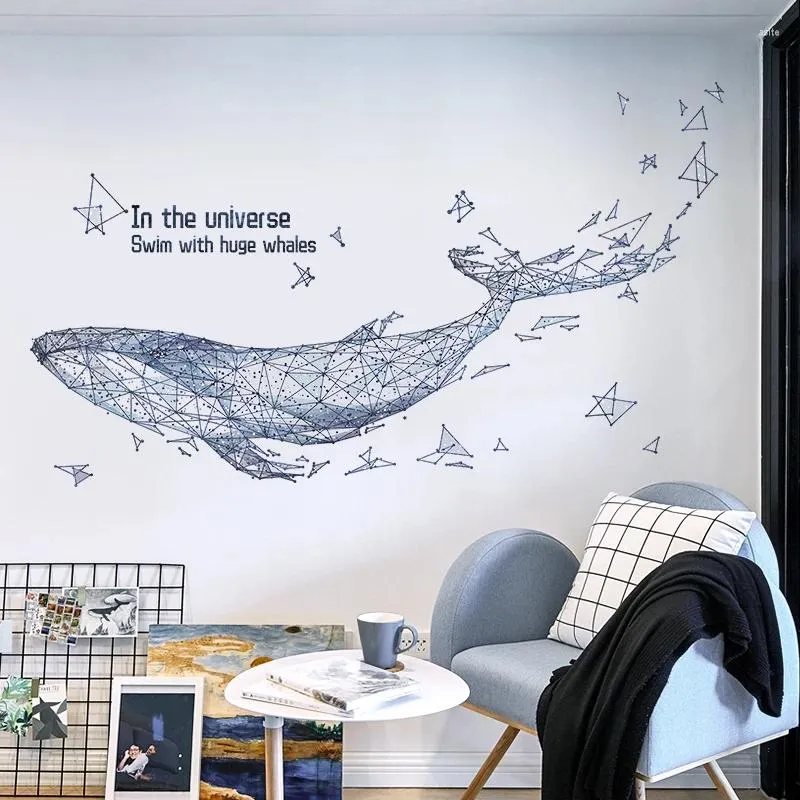 Wall Stickers Nordic Art Huge Whale For Living Room Bedroom Sofa Background Decor Removable Decals Home