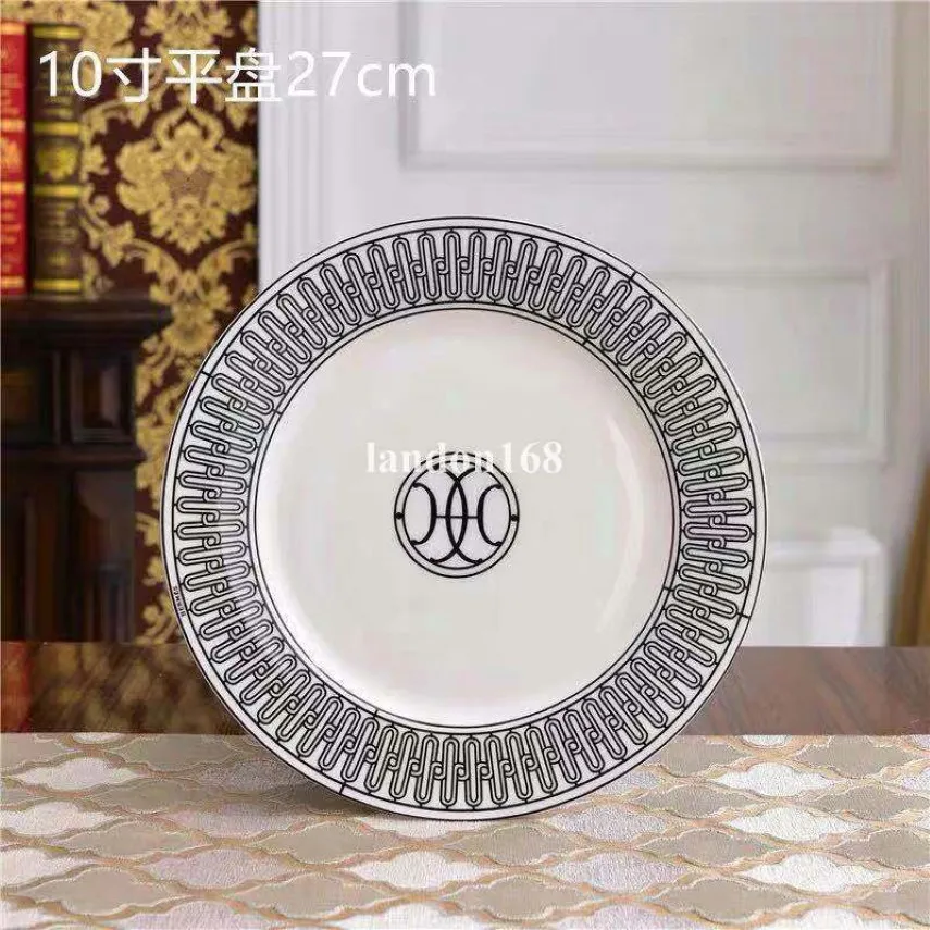 Simples 4 pçs conjunto moderno design preto e branco osso china ocidental talheres conjuntos de jantar porcelana xícara de café e pires gi212g