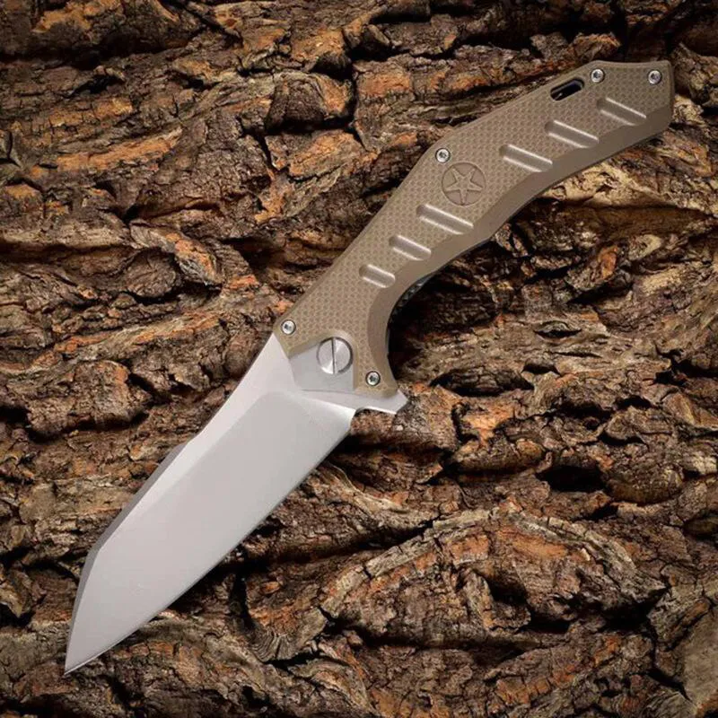 Promoción A2249 Cuchillo plegable abatible D2 Hoja satinada G10 con mango de hoja de acero Arandela con rodamiento de bolas para exteriores Cuchillos con carpeta de apertura rápida